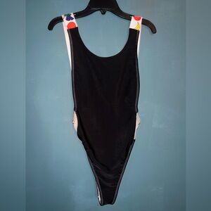 Mandalynn Black One Piece Swimsuit with Colorful Straps